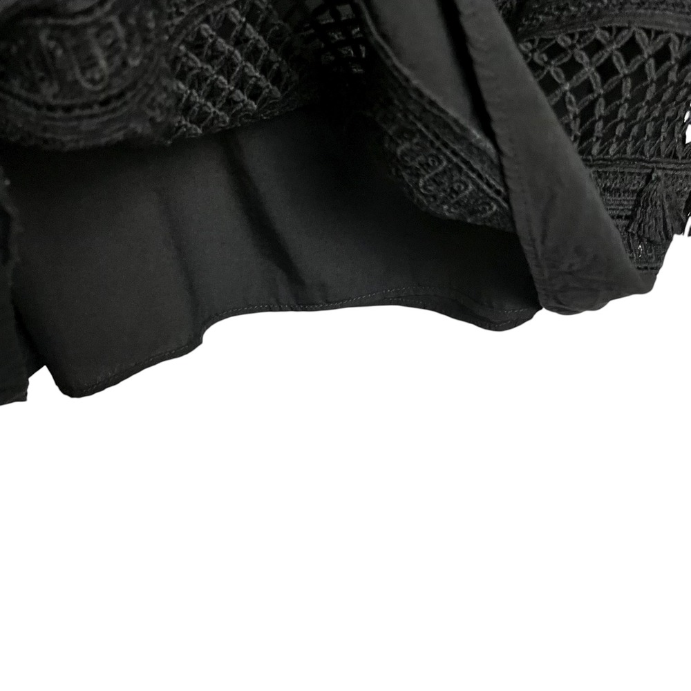 LOFT Black Halter Neck Crochet Lace Trim Tassel Dress Size Small Boho - Picture 8 of 11